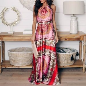 SOLD OUT Reina Printed Halter Maxi Dress